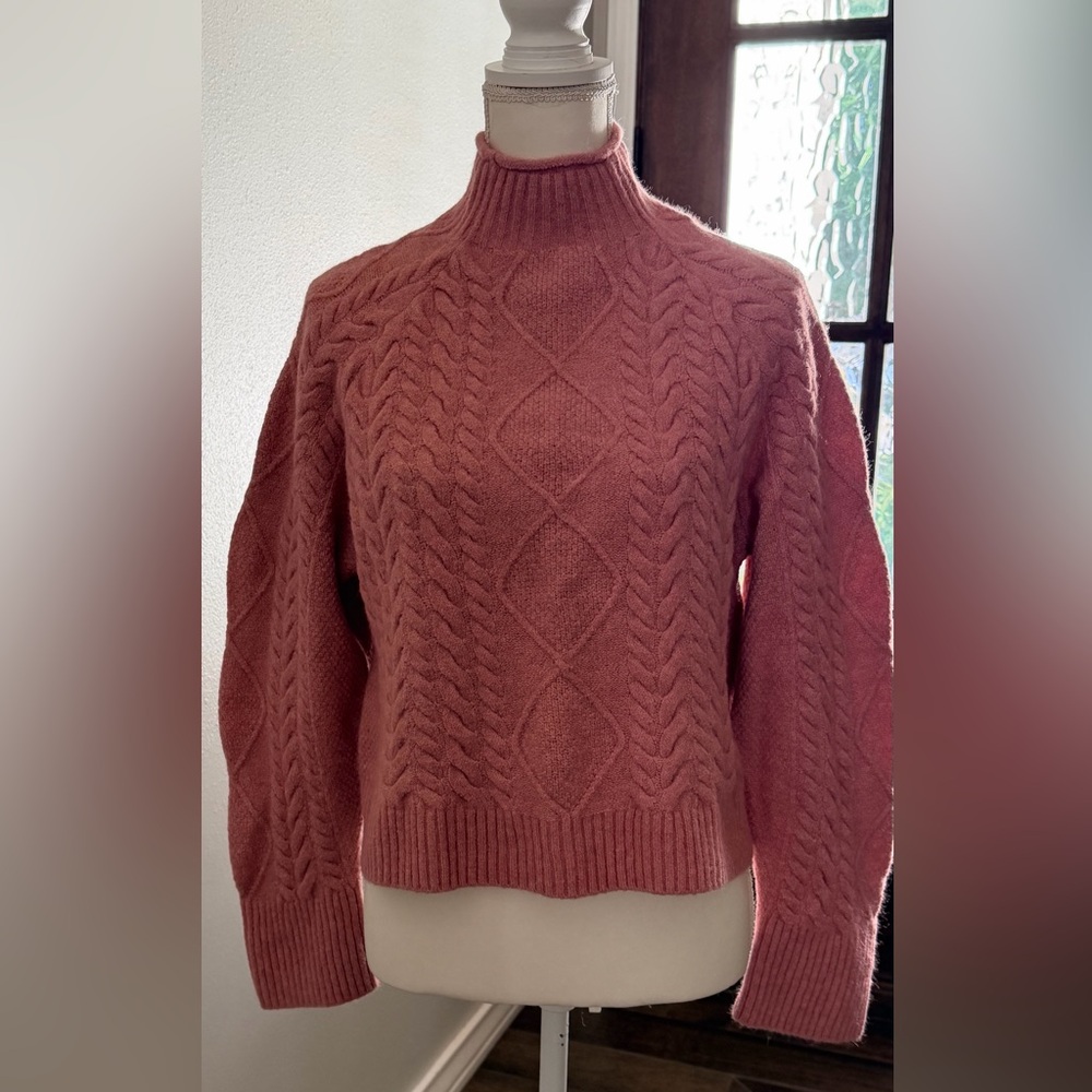 J. Crew Cable Knit Sweater in Dusty Rose